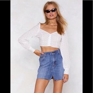 Nasty Gal White Crop Top Sweetheart Neckline